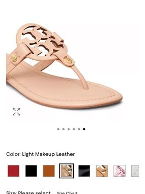 Tory Burch Light Makeup Leather Miller Thong Sandal size 8 with dust bag